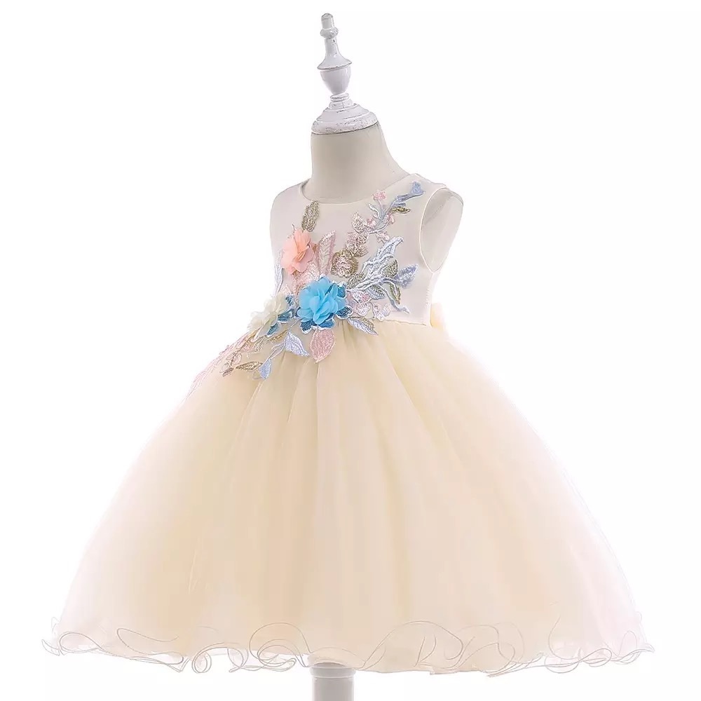 Fancy Embroidered Flower Wedding Birthday Dress - Picture 2 of 3